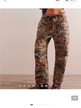 Free People Moxie Print Barrel Camo Jeans
